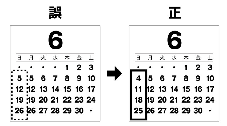 カレンダー正誤表